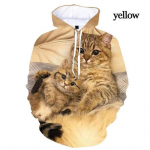 Asmeniniai &scaron;aunūs megztiniai megztiniai 3d Cat Print Hoodie Vyri&scaron;ki/moteri&scaron;ki madingi gobtuvai ilgomis rankovėmis 4XL