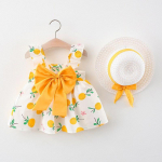 Vasaros nauja Princess Slip Dress Baby medvilninis sijonas lankelis vaikiski drabuziai mergaitem suknele su kepure 73cm