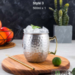 BORREY Nerūdijančio plieno kavos puodelis arbatos puodelis Maskvos mulas variniai puodeliai kaltas vario dengtas alaus kokteilių puodelis baro barmeno įrankiai Style 3