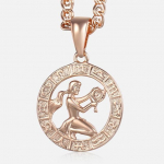 Moterų zodiako ženklo pakabukas 12 žvaigždyno žavesio rožinio aukso karoliai Avinas Liūtas Skorpionas 3 mm Sraigės papuo&scaron;alai With 50cm Chain