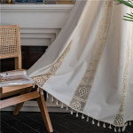 Baigtos Užuolaidos Dryžuotas siuvinėjimas Žalia vienspalvė Kontrastinė Virtuvė Svetainė Užuolaidos Kaimi&scaron;ko stiliaus Pusiau nepermatomi įlankos langai W150xL160CM(Top Pocket)