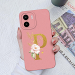 Skirta Xiaomi Redmi A1+ A2+ Plus 10C 12C 11A 9A 8A Pro dėklo galinis dangtelis Matinis smūgiams atsparus mink&scaron;tas silikoninis kvadratinis Telefono krep&scaron;iai Gėlių raidės, skirtos Redmi buferiui Redmi 10A