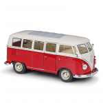 1/24 Scale Welly 1963 Volkswagen T1 Autobusas Lydinio automobilio modelis Metalinės žaislinės transporto priemonės Automobilių modeliai Auk&scaron;ta modeliavimo kolekcija Dovanos vaikams 1/24-17.2x7.6x7cm balta/raudona