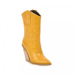 &bdquo;Snake Print&ldquo; &bdquo;Western Cowgirl&ldquo; batai balti juodi geltoni dirbtinės odos kauboji&scaron;ki auliniai batai moterims &bdquo;Wedge&ldquo; auk&scaron;takulniai batai, stambūs 35
