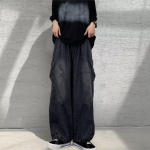 Populiarios vyri&scaron;kos džinsinės kelnės, apatinės apačios Baggy Cargo džinsai, vienspalviai, atpalaiduoti, prigludę prie vidurio juosmens džinsinės kelnės gatvės apranga