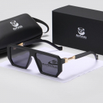 MePanda Unisex kvadratinių rėmelių lauko kelionių madingi akiniai nuo saulės, UV400 juoda/pilka