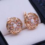 LSOOYH Clip auskarai Rožinio aukso spalvos madingi auskarai moterims Drugelis Spalvoti kubiniai cirkonio auskarai tu&scaron;čiaviduriai auskarai papuo&scaron;alai A