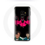 Coque pour Samsung Galaxy S9 Squid Game Seong Gi hun et Kang Sae Byeok Masques Triangle carr&eacute; et Cer