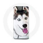 Coque pour Samsung Galaxy S10 Edge Husky Blanc de Sib&eacute;rie Yeux Bleus