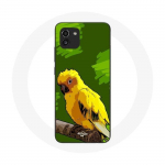 Coque Samsung Galaxy A03 Oiseaux de Perruches jaune Fond Vert