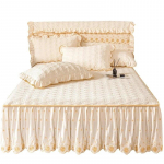 Siuvinėjimo aksominė lovatiesė Queen Size Mink&scaron;ta lovatiesė žieminė stora labai didelė lova sijonas su 2 pagalvių užvalkalais namų patalynė 200x220cm 79x87inch