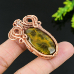 Natural Golden Pietersite Gemstone Copper Wire Wrap Gift Pendant 2.09 n8g54