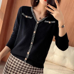 Moteri&scaron;kas pavasario ir rudens vienspalvis V formos kaklu vilnonis siuvinėtas megztinis, universalus, puo&scaron;tas perlais, kasdieniai ilgomis rankovėmis vir&scaron;utiniai drabužiai XXL balta