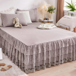 Pavasario ir vasaros nėriniuotas lovos sijonas Vienvietis princesės nėrinių &scaron;lifuotas čiužinys Neslystantis apsauginis užvalkalas lovatiesė Dovana 150*200cm 3pcs