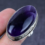 Natural Sage Amethyst Gemstone Handmade 925 Steling Silver Gift Ring Size 9 z8o38