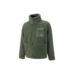 Puma FW22 siuvinėtas logotipas Sherpa striukė unisex vir&scaron;utiniai drabužiai žalia 539570-64 S
