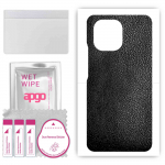 apgo Protective Skin Sticker for the back compatible with Xiaomi Mi 11, Wrap Film, Foil, Vinyl - Pattern Black Leather