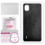 Apgo apsauginis odos lipdukas nugarai, suderinamas su Nokia C2 2ND Edition, įvyniojama plėvelė, folija, vinilas &ndash; juoda oda