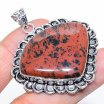 Natural Mahogany Obsidian Gemstone 925 Sterling Silver Pendant 1.97 p1q19