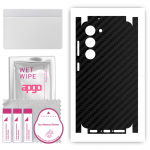 apgo Protective Skin Sticker for the back+sides compatible with Samsung Galaxy S23, Full Wrap Film, Foil, Vinyl - Pattern Carbon Black