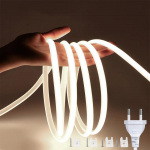 220V COB LED juostinė lemputė EU maitinimo ki&scaron;tukas IP67 sagties fiksacija LED juostinė lempa Lanksti COB linijinė &scaron;viesos juosta 3000K 4000K 6000K 1-21m 19M