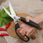 Stiprus storinantis pauk&scaron;tienos vi&scaron;tienos kaulų pjaustytuvas nerūdijančio plieno virtuvės žirklės mėsos kirpimas daržovių pjaustytuvas 1Pc juoda