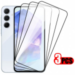 3 vnt viso ekrano grūdinto stiklo ekrano apsauga, skirta Samsung Galaxy A55 A35 5G A23 A12 A05 A05S A04 A04S A04E A14 A24 4G A34 A54 5G M14 M34 M15 M35 M55 Samsung M55 juoda