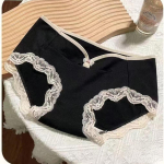 Naujos apatinės kelnaitės moterims apatinis trikotažas Sexy Lace Satin Didelio dydžio kelnaitės Didelės kelnaitės M juoda
