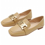 Naujo stiliaus koledžo stiliaus mokasinai su sagtimi, didelio dydžio, plok&scaron;čiu padu, kvadratiniu priekiu, vieni batai moterims 34 balta