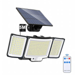 3500LM saulės baterijos lauko &scaron;viestuvai 328LED ry&scaron;kios apsaugos 3 režimų prožektoriai IP65 vandeniui atspari sieninė lempa su nuotolinio valdymo pultu kiemo sodui 3000LM