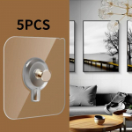 Nauji 5vnt PVC tvirti lipni nagai kabliukas sieninis plakatas Dekoratyviniai paveikslai Besiūliai vandeniui atsparūs, patvarūs, skaidri virtuvės vonios kablio kabykla 5Pcs