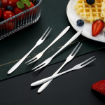 Nerūdijančio plieno vaisių &scaron;akutė vakarų stalo įrankiai maža &scaron;akutė su dviem dantimis &scaron;akute desertinis pyragas 5Pc