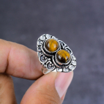 Tiger Eye Gemstone Handmade 925 Sterling Silver Gift Jewelry Ring Size 6.5 l7e83