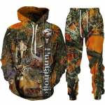 Rudens naujieji elniai medžiokliniai megztiniai su gobtuvu 3D spausdinti gobtuvai Laisvalaikio vyrų Camo megztinis megztinis Kelnės kostiumas vyri&scaron;ki drabužiai 3XL