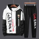 Vyri&scaron;kas Pavasario ir Rudens Mados Sportinis Kostiumas, Bėgiojimo Kostiumas Vyrams, Dėmėtas 2 dalių Komplektas su Gobtuvu + Kelnės, Hip Hop Bėgiojimo Kelnės, Streetwear Sportinės Aprangos Komplektas 4XL XXXXL balta