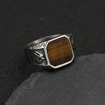 S925 sidabrinis žiedas &scaron;iaurieti&scaron;kas retro vikingų žiedas madinga asmenybė valdinga runa inkrustuotas natūralaus cirkonio žiedas 7