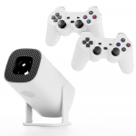 Mini projektorius S40 Max žaidimo emuliatorius Nemokamo stiliaus namų kino teatras 1080P vaizdo įra&scaron;as, palaikomas 720p lauko &scaron;viestuvas, Android 11.0 OS with EU Plug balta