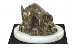 Bull Terrier, Bully II - dog figurine, statue on white marble, trophy for Art-Dog dog show exhibition