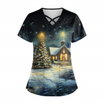 Moteri&scaron;ka kalėdinė uniforma darbo uniforma V formos kaklo ki&scaron;enė, apsauginė darbo uniforma M