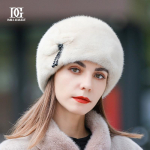 Audinės kepurė moteri&scaron;ka žieminė nauja mados audinės plaukų visa audinė madinga &Scaron;iaurės Rytų audinės kepurė žieminė &scaron;ilta kailinė kepurė L（58-60cm） smėlis