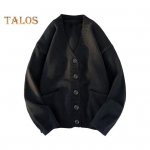 Rudens žiema Vyri&scaron;kas megztinis megztinis V kaklo megztinis storas elastingas ilgomis rankovėmis Plonas &Scaron;iltas vienspalvis apatinis trikotažas Kasdienis dėvimas Megztinis Paltas XL kupranugaris