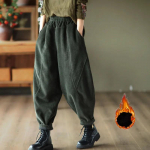 Žieminės didelių dydžių flisinės velvetinės haremo kelnės moterims, mada, auk&scaron;tu juosmeniu, sutir&scaron;tintos, pavasarinės, rudeninės, kasdienės, moteri&scaron;kos plačių kle&scaron;nių kelnės XXXXL