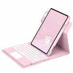360&deg; besisukantis dėklas su jutiklinės dalies klaviatūra, skirta iPad Air 11 Air 5 4 3 Pro 11 2022&ndash;2018 dėklas, skirtas iPad 10th 9th 8th 7th Gen Pro 10.5 For iPad Air 11 2024 rožinė