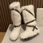 Kailiniai Moteri&scaron;ki Auk&scaron;taauliai Batai Žiemai Dizaineris Auk&scaron;takulniai Batai Moteris 2025 m. tendencija &Scaron;ilta sniego trumpi pliu&scaron;iniai motociklo batai Mujer 35 smėlis