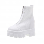 Mada 2024 Nauji Žieminiai Ankle Boots Moterims Kokybi&scaron;ki Platforminiai Batai Moteri&scaron;ki Madingi Trumpi Batai Juodi 11cm Auk&scaron;takulniai Užtrauktukas Moteri&scaron;ki Kojinės Batai 34 balta