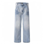 High Street džinsinės kelnės vyrams, Retro Distressed, Laisvos tiesios kelnės, Plačios sportinės kelnės, Madinga S mėlyna