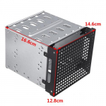 5 lizdų 3,5 colio HDD dėklas SATA SAS HDD Cage Rack kietojo tvarkyklės dėklas su ventiliatoriaus vieta HDD kietojo disko dėklo stovu sidabras