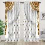 2 vnt. Eleganti&scaron;kos auksinio gėlių ra&scaron;to užuolaidos namų dekorui, langų apdaila miegamajam, biurui, virtuvei, svetainei ir darbo kambariui W120H270(CM)x2PCS&Grommet Top