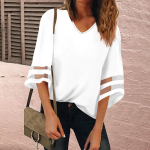 Moteri&scaron;ki mar&scaron;kiniai Palaidinė Laisvalaikio laisvi mar&scaron;kiniai Nėriniai 3/4 rankovių papuo&scaron;imai spausdinti V kaklo vir&scaron;ūnės spausdintos vir&scaron;ūnės Mar&scaron;kinėliai mar&scaron;kinėliai L armijos žalia spalva