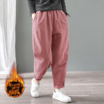 Žiemos moterys, retro velvetas, laisvalaikio gatvių apranga Harajuku ėrienos vilna, &scaron;iltos, kuprinės kelnės, tvirtos auk&scaron;tu juosmeniu, laisvos kelnės XL